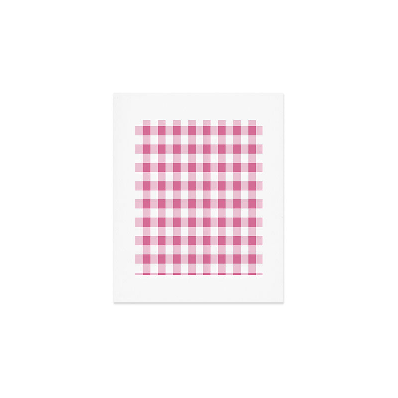Gingham Large Pink White Art Print Gallery Image 1