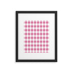 Gingham Large Pink White Framed Art Print Gallery Image 6