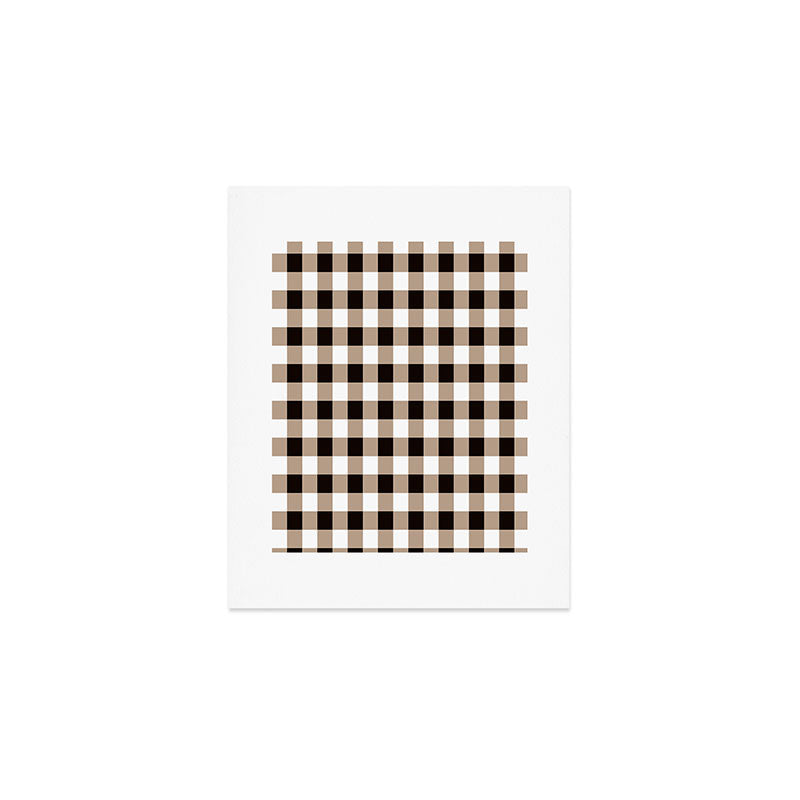 Gingham Large Tan Black White Art Print Gallery Image 1