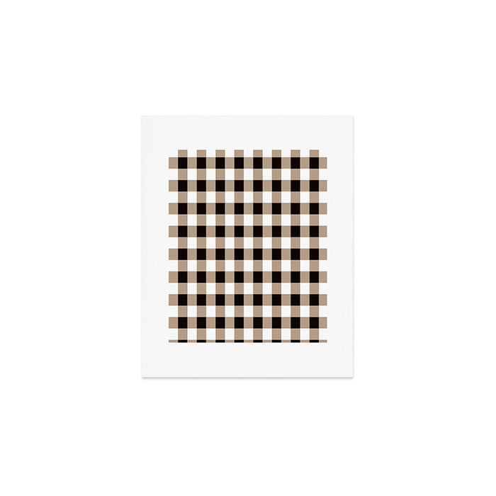 Gingham Large Tan Black White Art Print Gallery Image 1