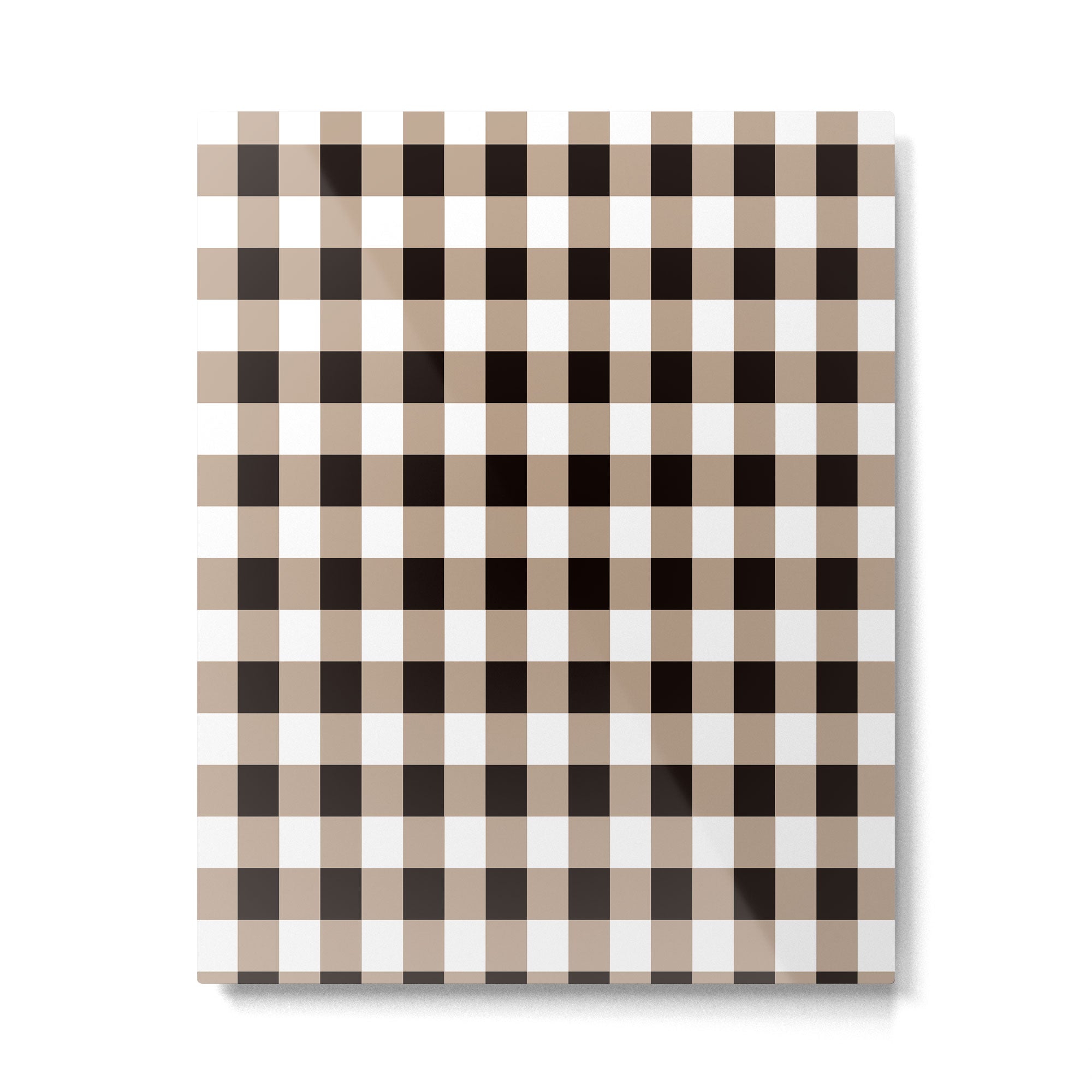 Gingham Large Tan Black White Metal Print Gallery Image 6
