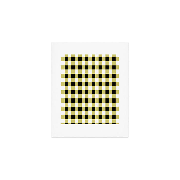 Gingham Large Yellow Black White Art Print Gallery Image 1
