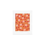 Hearts and Flowers on Orange Art Print Gallery Image 1