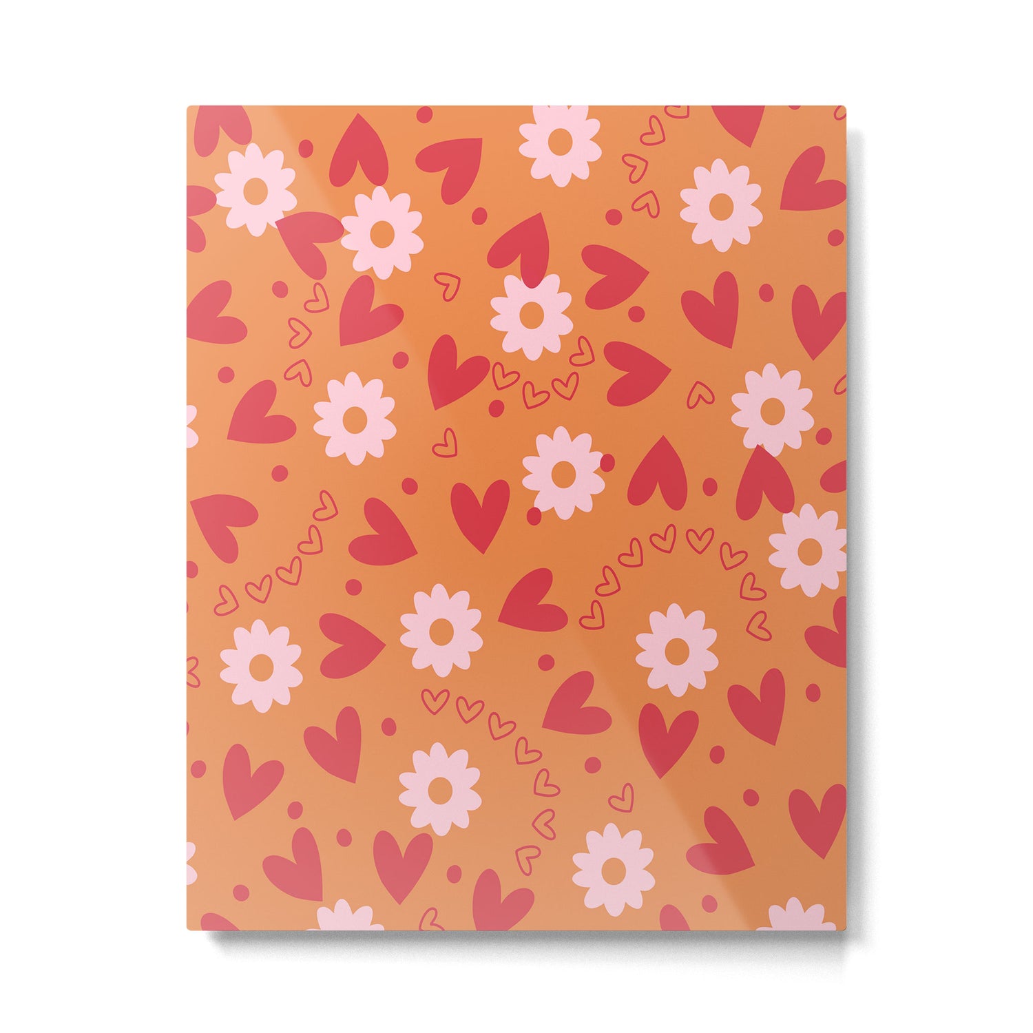 Hearts and Flowers on Orange Metal Print Gallery Image 6