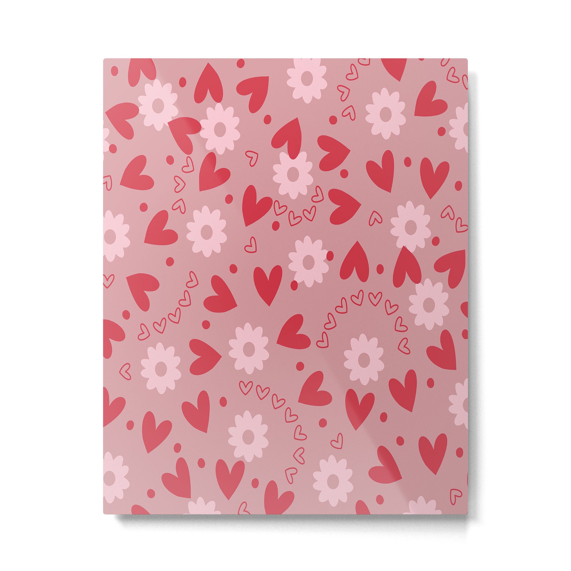 Hearts and Flowers on Tea Rose Pink Metal Print Gallery Image 6