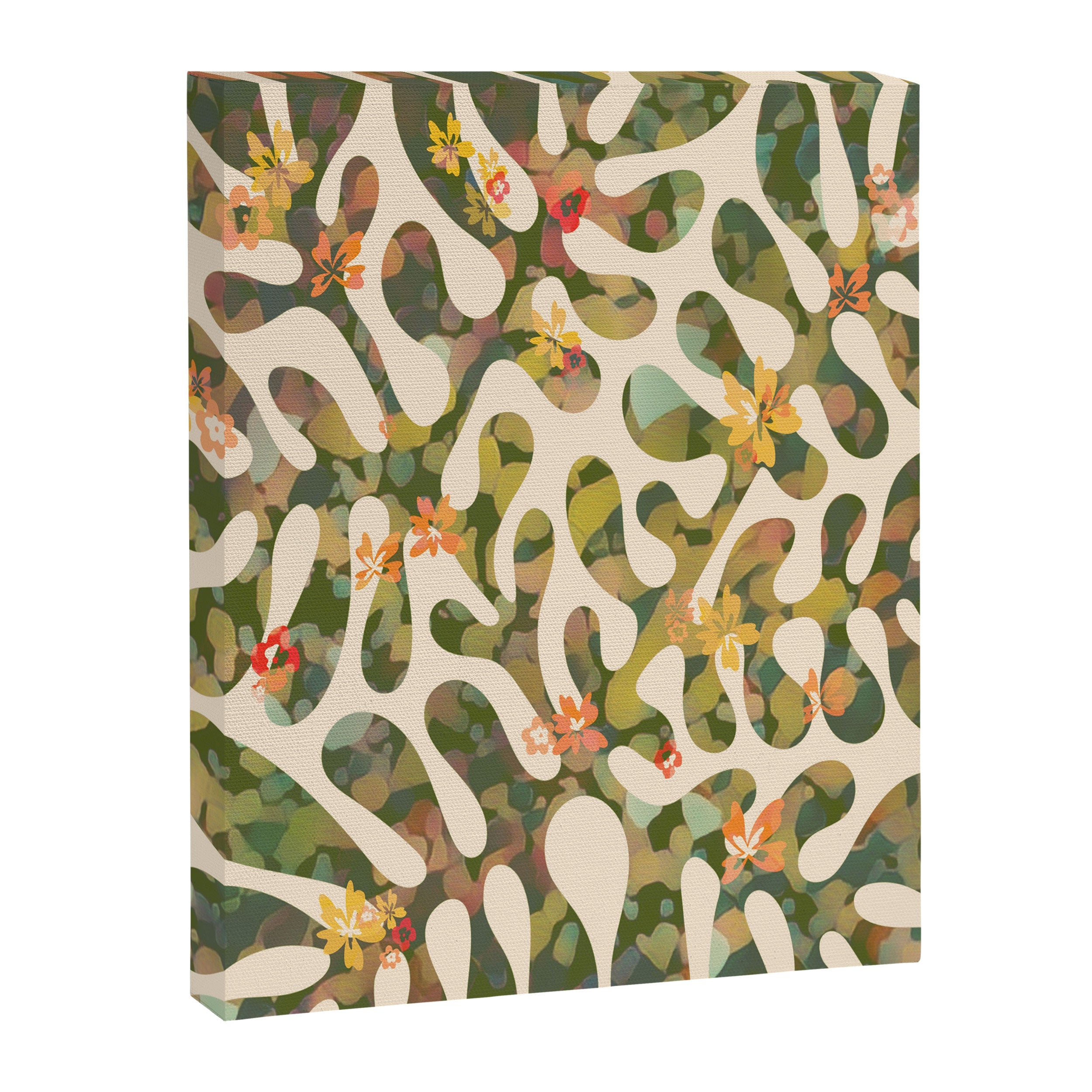 Matisse Inspired Colorful Abstract Leaves with Flowers Canvas Print Gallery Image 8