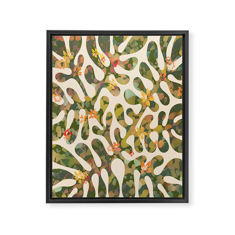 Matisse Inspired Colorful Abstract Leaves with Flowers Framed Canvas Print Gallery Image 8