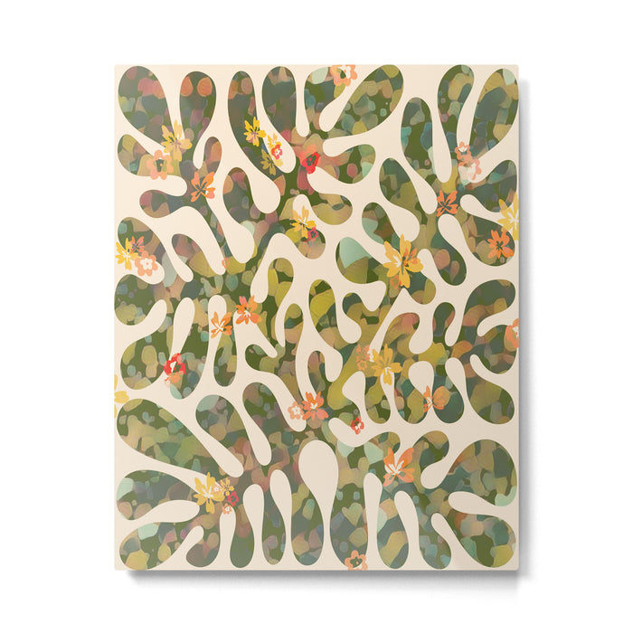 Matisse Inspired Colorful Abstract Leaves with Flowers Metal Print Gallery Image 1