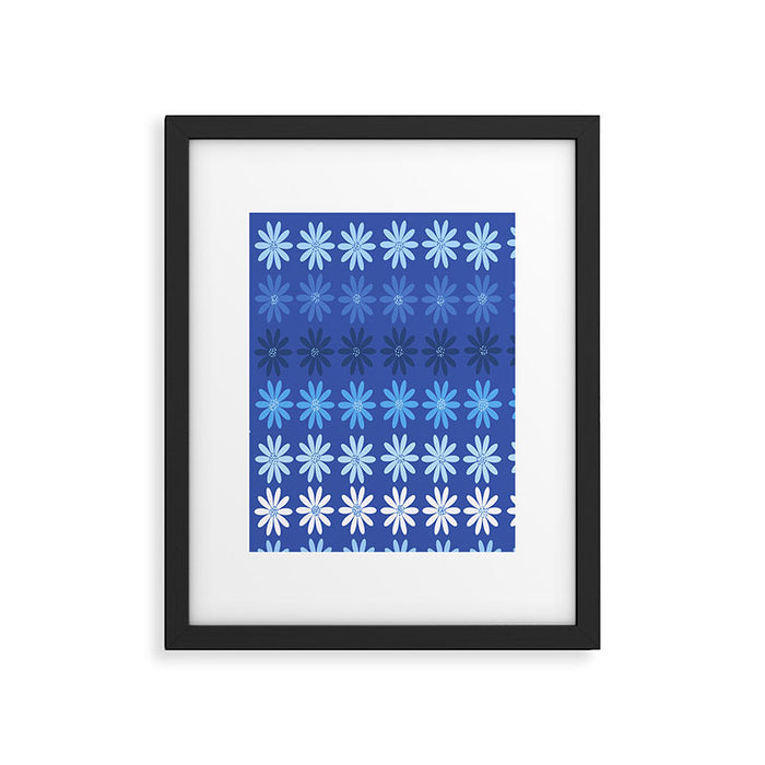 Ombre Abstract Daisies on Cobalt Blue Framed Art Print Gallery Image 1