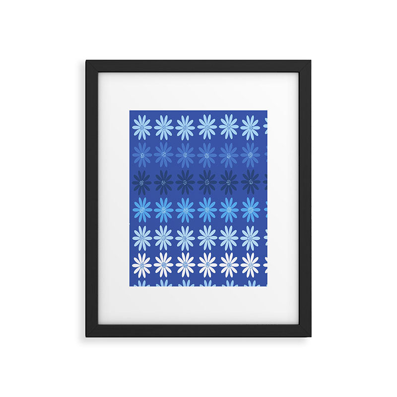 Ombre Abstract Daisies on Cobalt Blue Framed Art Print Gallery Image 6