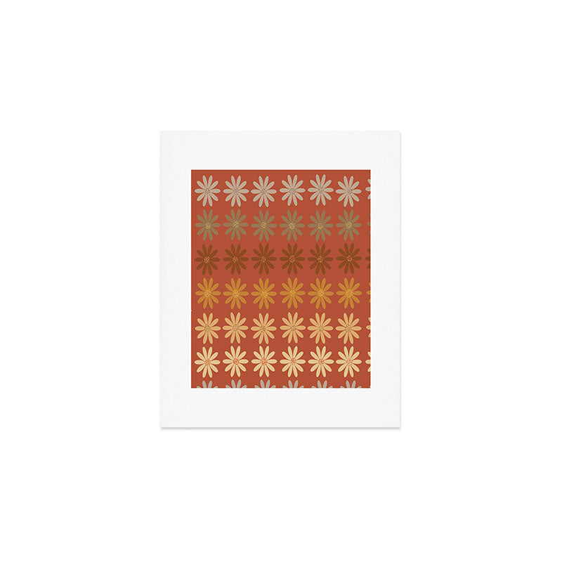 Ombre Abstract Daisies on Mandarin Orange Art Print Gallery Image 1