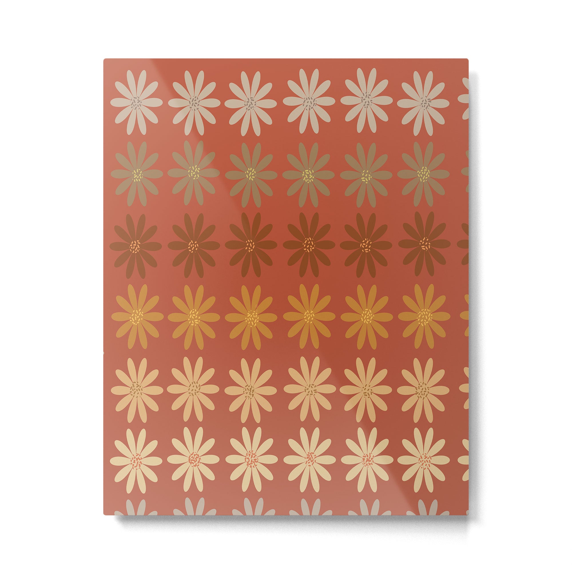 Ombre Abstract Daisies on Mandarin Orange Metal Print Gallery Image 6