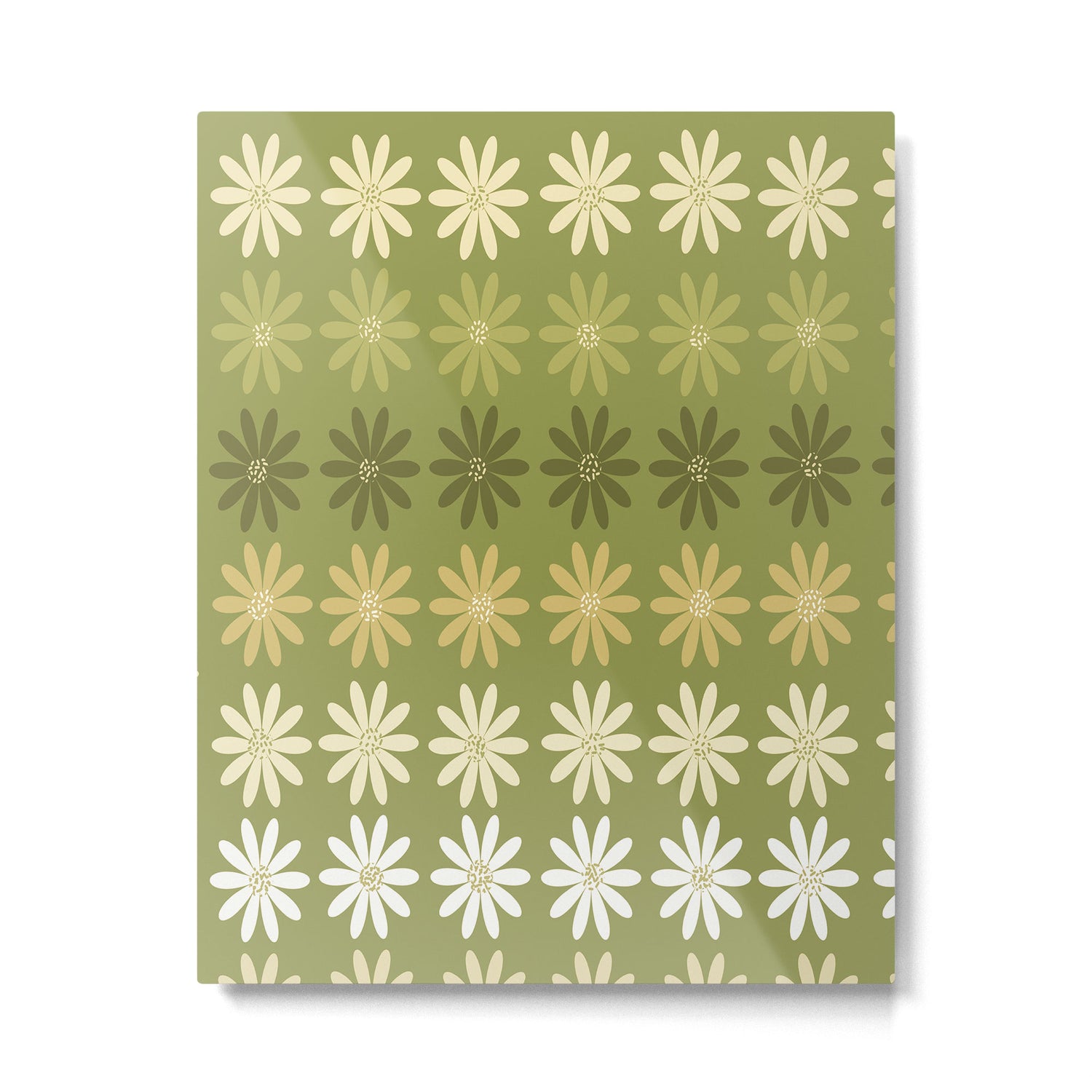 Ombre Abstract Daisies on Olive Green Metal Print Gallery Image 6