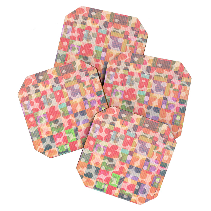 Retro Rainbow Daisy Quilt Coaster Gallery Image 1