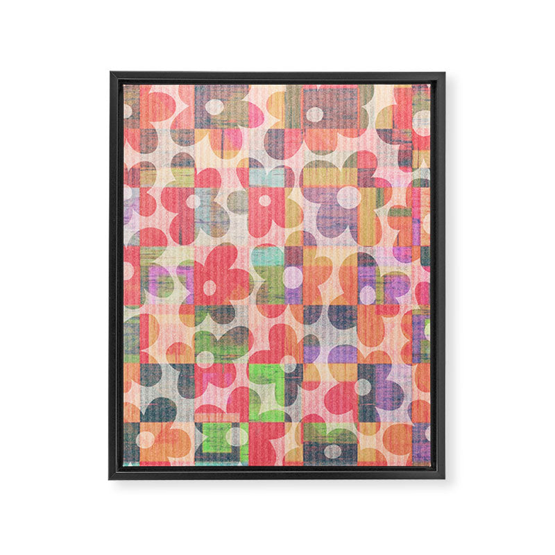 Retro Rainbow Daisy Quilt Framed Canvas Print Gallery Image 8
