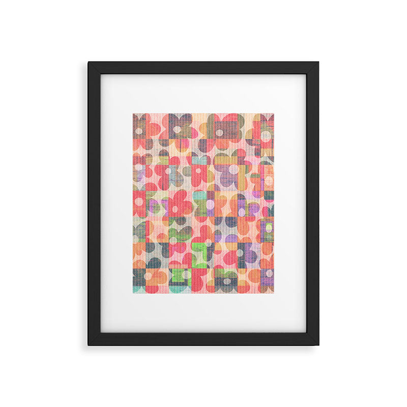 Retro Rainbow Daisy Quilt Framed Art Print Gallery Image 6