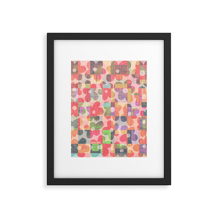 Retro Rainbow Daisy Quilt Framed Art Print Gallery Image 1