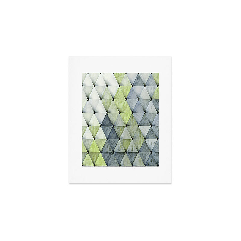 Textured Triangles Lime Gray Art Print Gallery Image 1