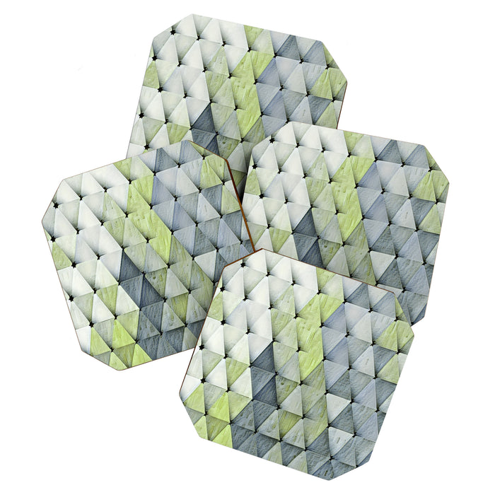 Textured Triangles Lime Gray Coaster Gallery Image 1