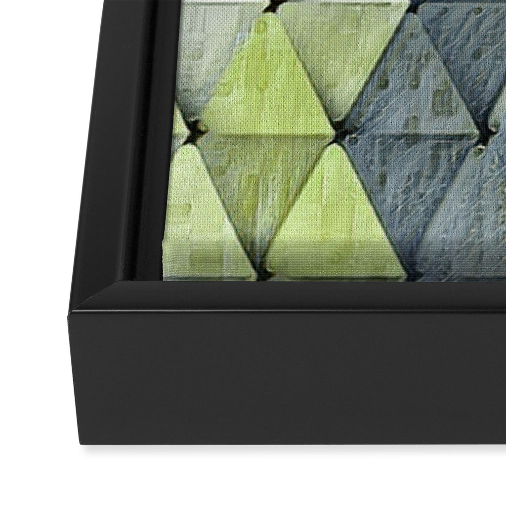 Textured Triangles Lime Gray Framed Canvas Print Gallery Image 3