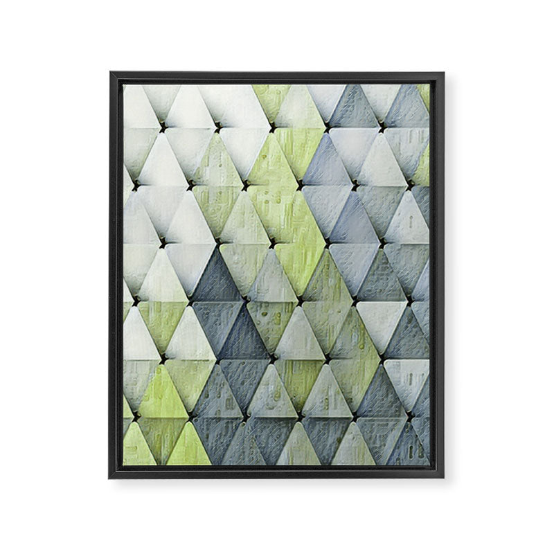 Textured Triangles Lime Gray Framed Canvas Print Gallery Image 8