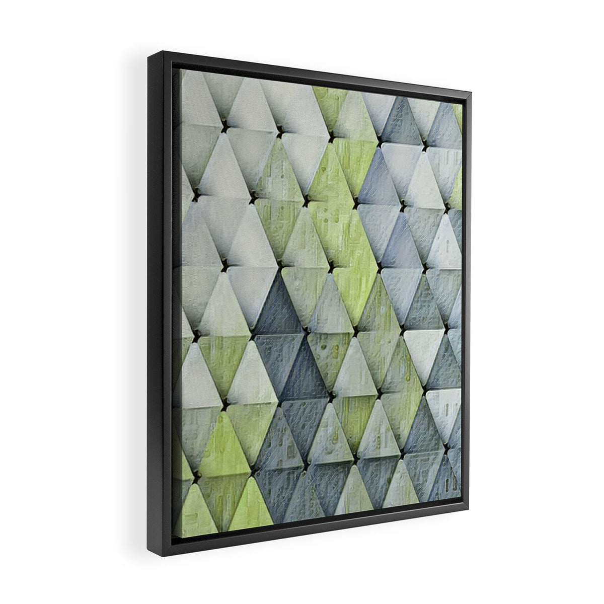 Textured Triangles Lime Gray Framed Canvas Print Gallery Image 2
