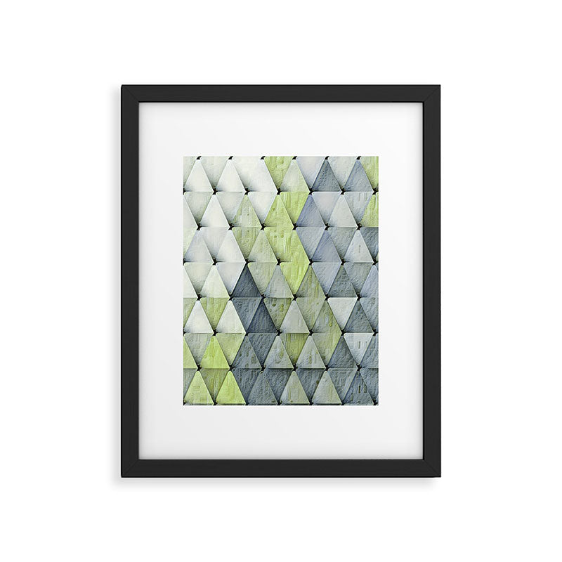 Textured Triangles Lime Gray Framed Art Print Gallery Image 6