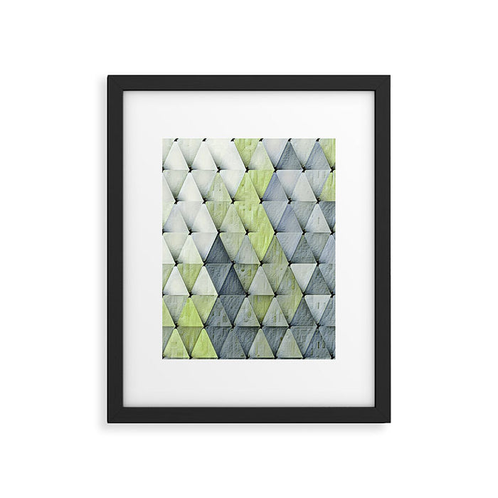 Textured Triangles Lime Gray Framed Art Print Gallery Image 1