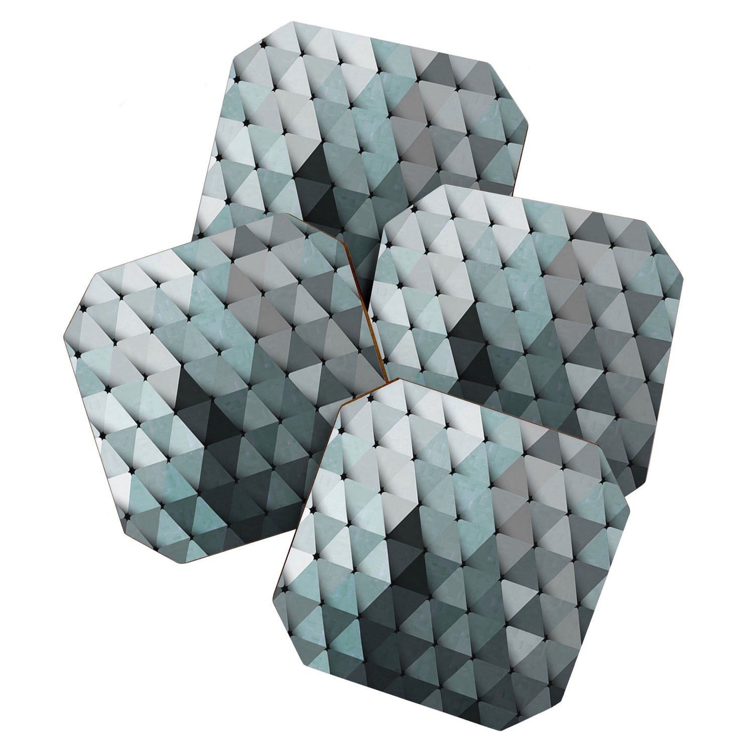 Triangles Teal Gray Coaster Gallery Image 1