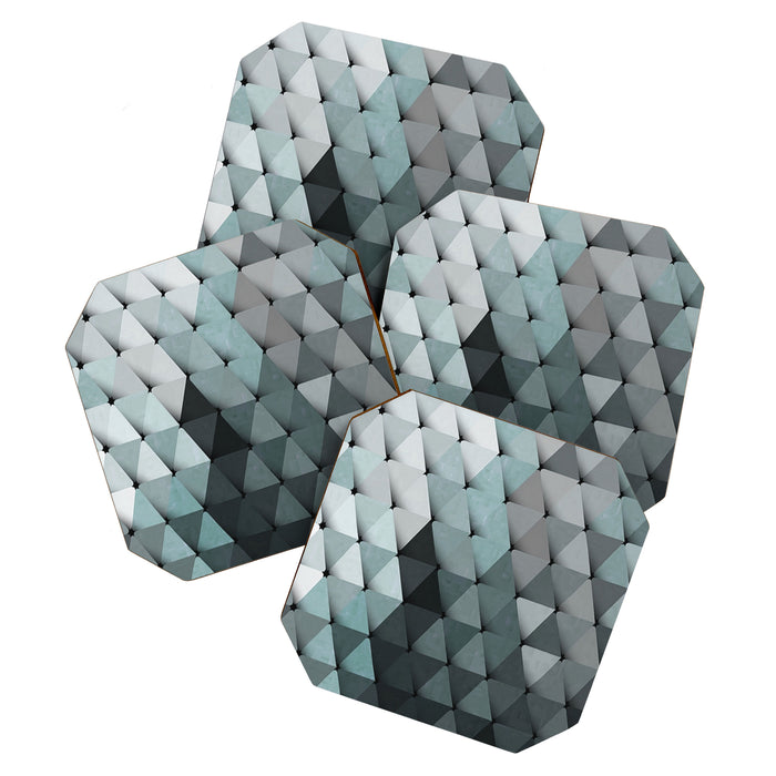Triangles Teal Gray Coaster Gallery Image 1