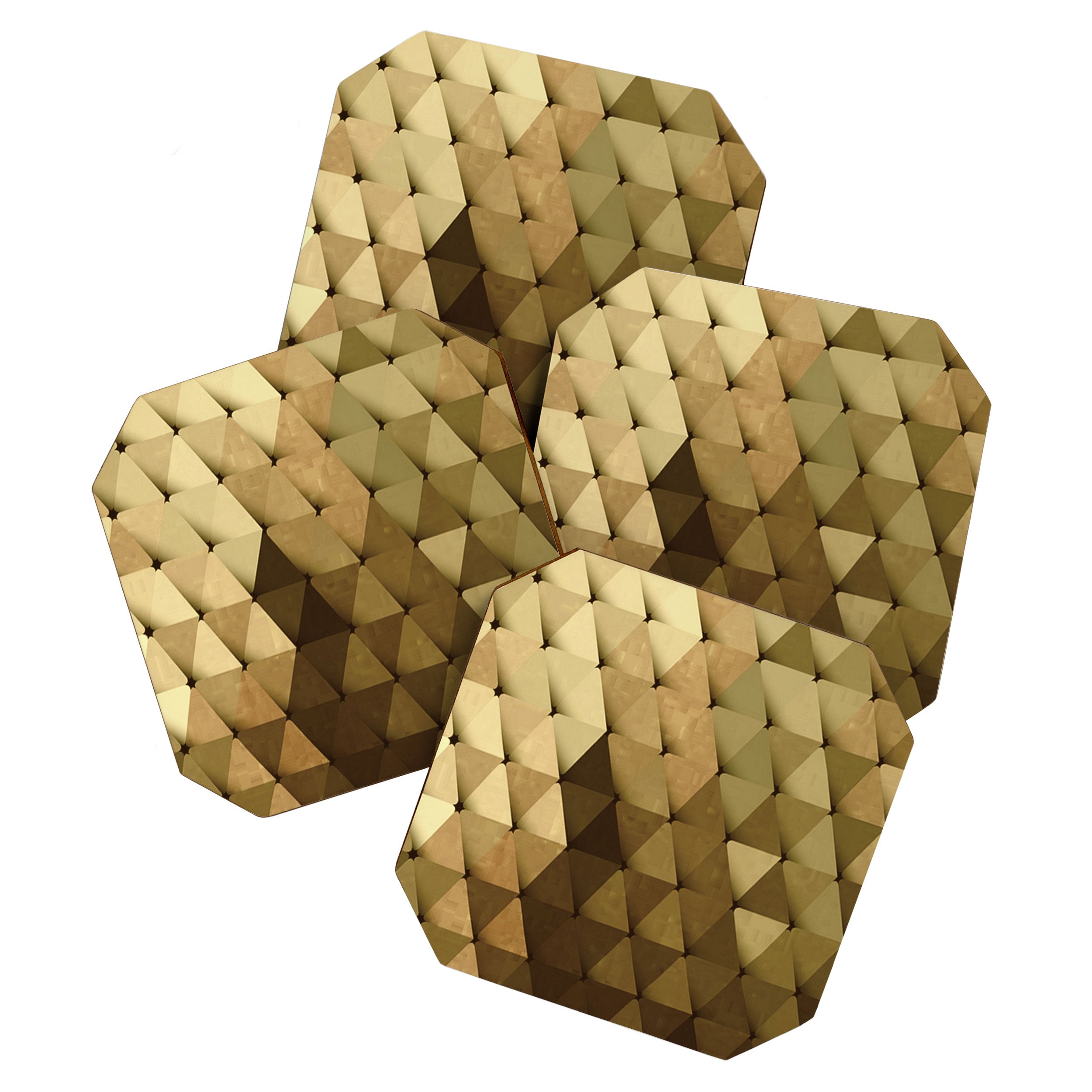 Triangles Yellow Brown Olive Green Coaster Gallery Image 1