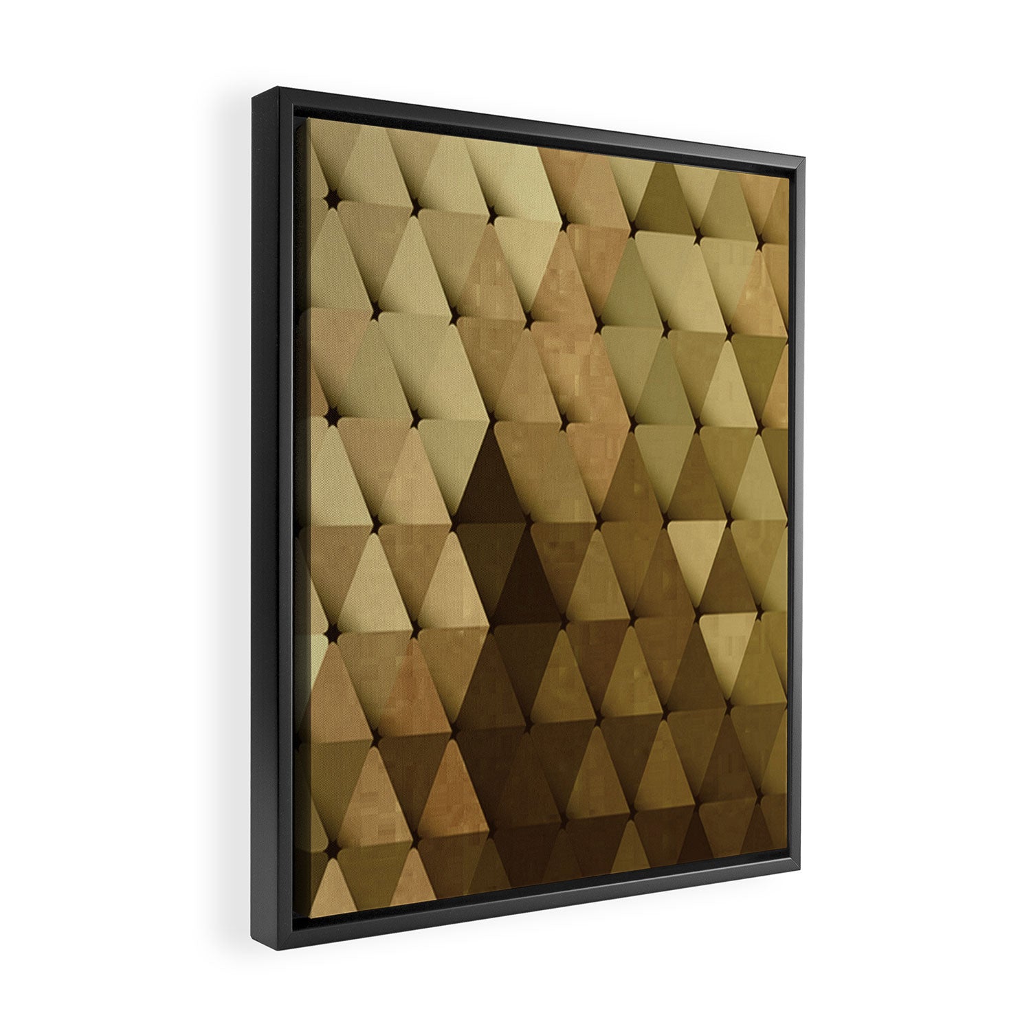 Triangles Yellow Brown Olive Green Framed Canvas Print Gallery Image 2