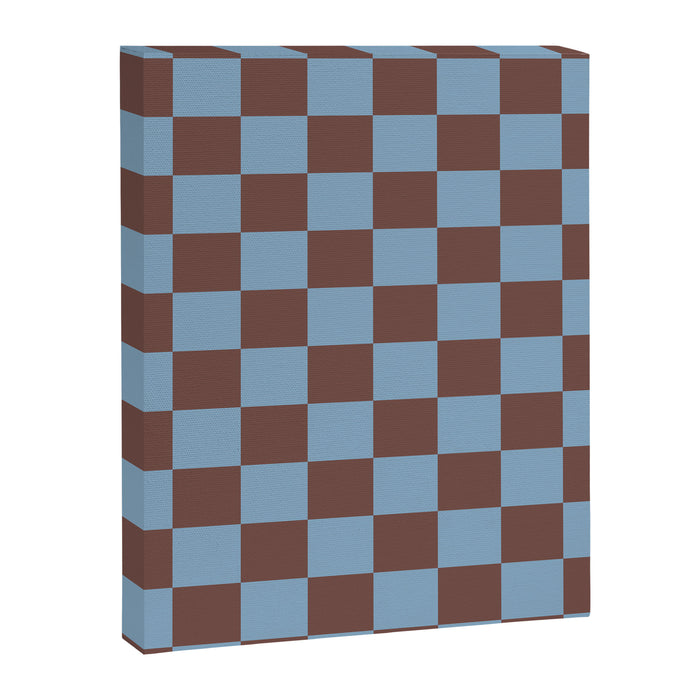 Checkerboard  Retro Mahogany Brown Air Blue Canvas Print Gallery Image 1