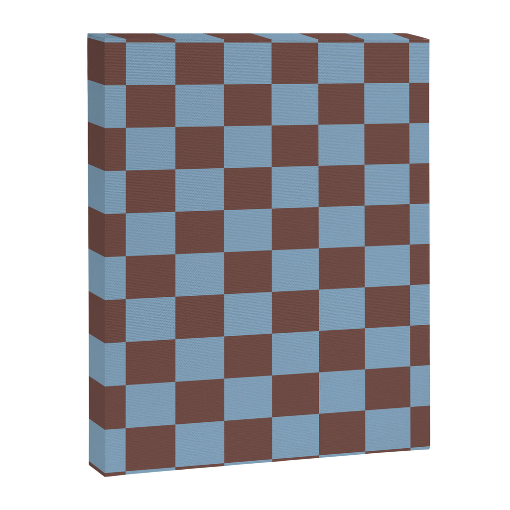 Checkerboard  Retro Mahogany Brown Air Blue Canvas Print Gallery Image 8