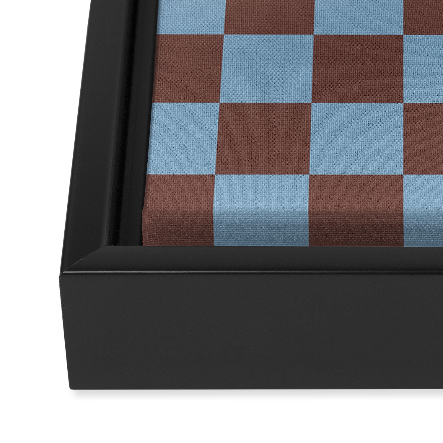 Checkerboard  Retro Mahogany Brown Air Blue Framed Canvas Print Gallery Image 3