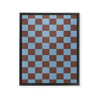 Checkerboard  Retro Mahogany Brown Air Blue Framed Canvas Print Gallery Image 8