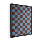 Checkerboard  Retro Mahogany Brown Air Blue Framed Canvas Print Gallery Image 2