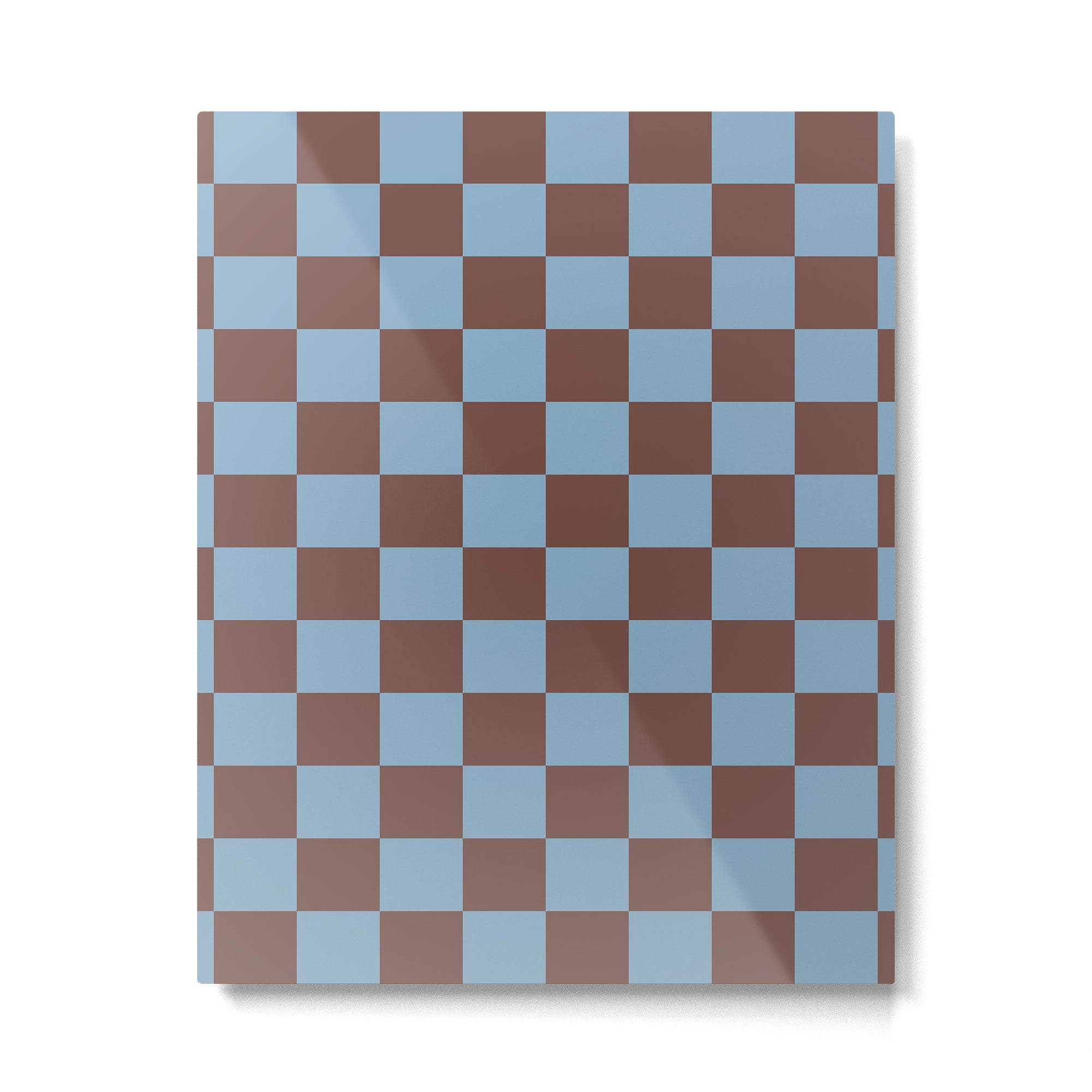 Checkerboard  Retro Mahogany Brown Air Blue Metal Print Gallery Image 6
