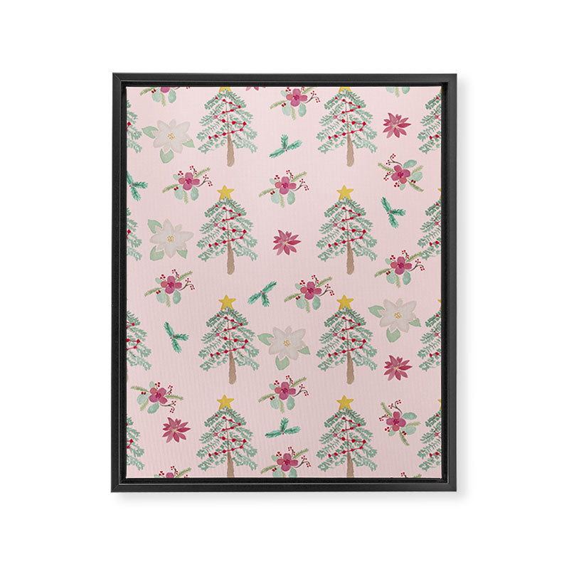 Christmas Pattern Pink Framed Canvas Print Gallery Image 8