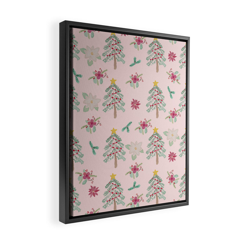 Christmas Pattern Pink Framed Canvas Print Gallery Image 2