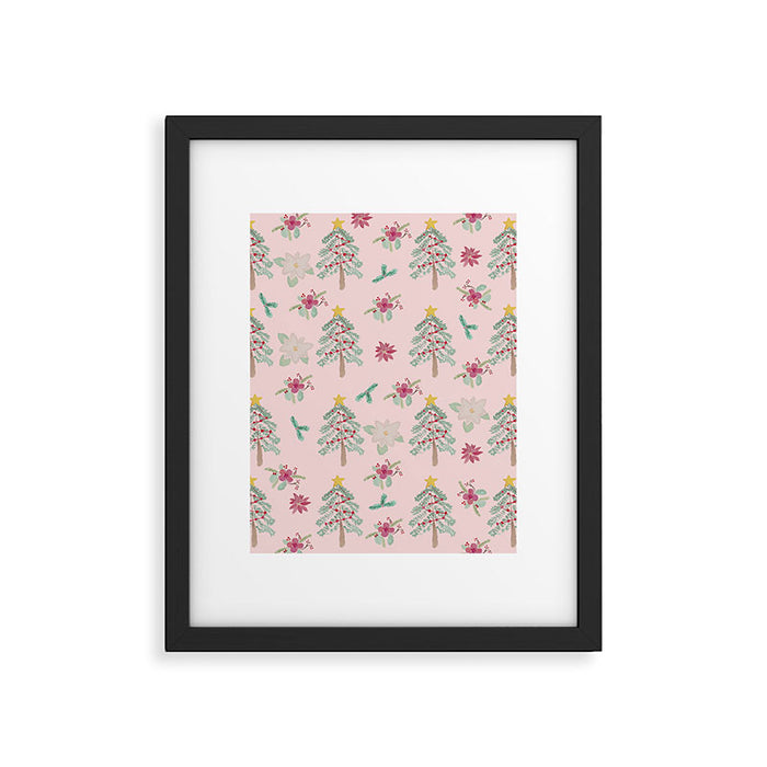 Christmas Pattern Pink Framed Art Print Gallery Image 1
