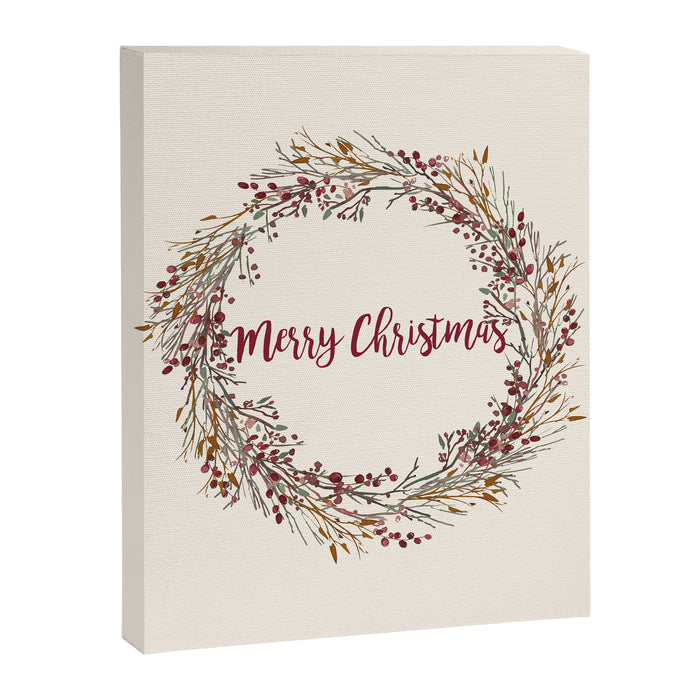 Merry Christmas Wreath Canvas Print Gallery Image 1