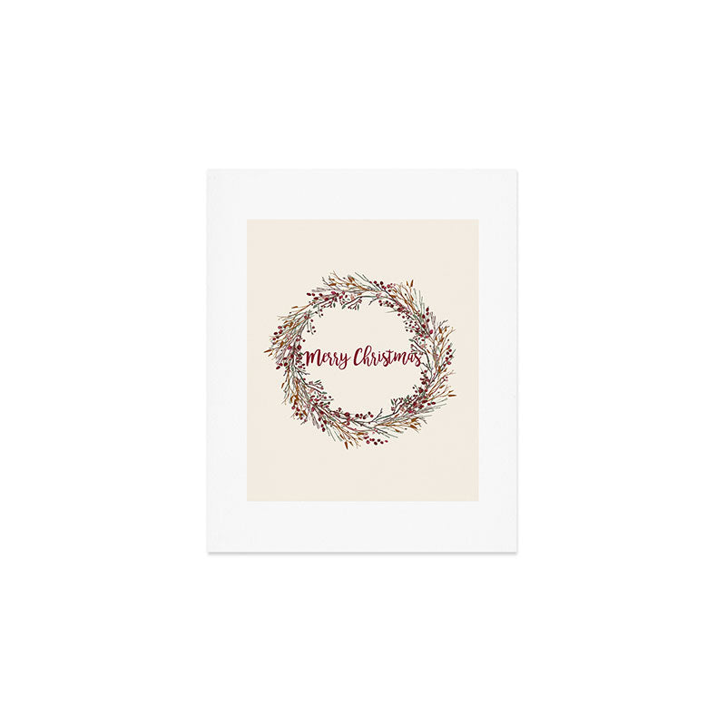Merry Christmas Wreath Art Print Gallery Image 1
