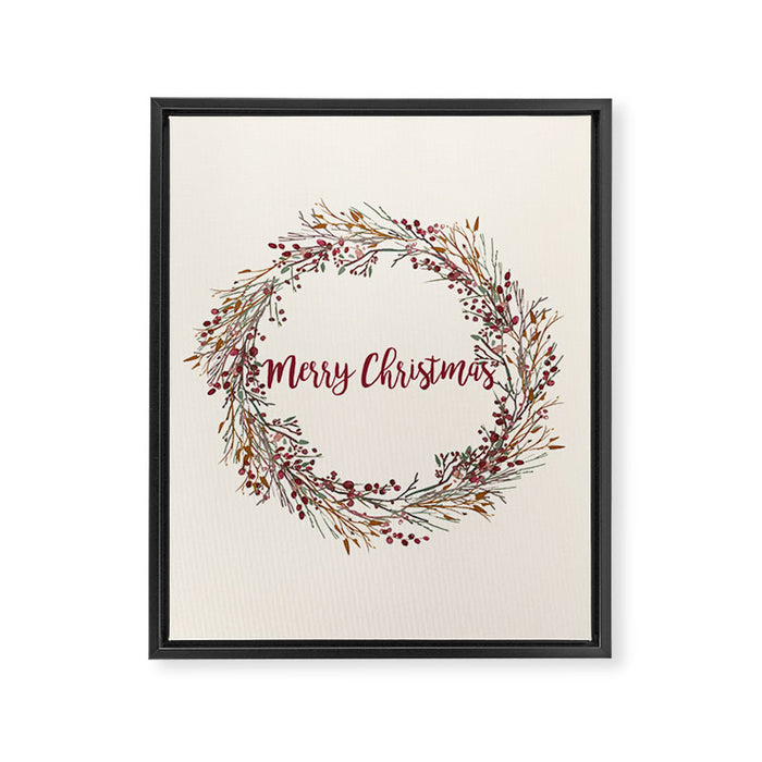 Merry Christmas Wreath Framed Canvas Print Gallery Image 1