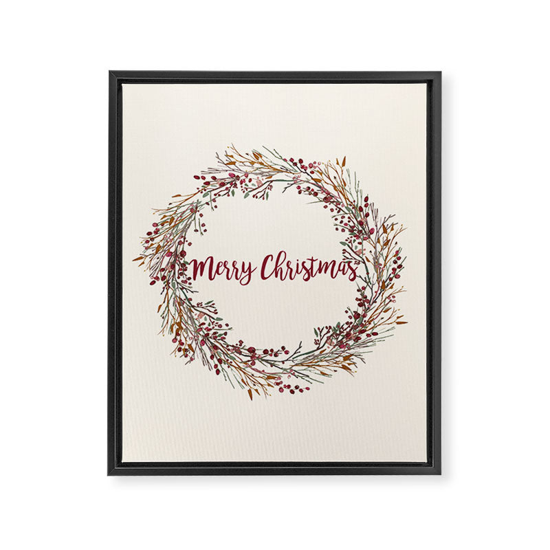 Merry Christmas Wreath Framed Canvas Print Gallery Image 8