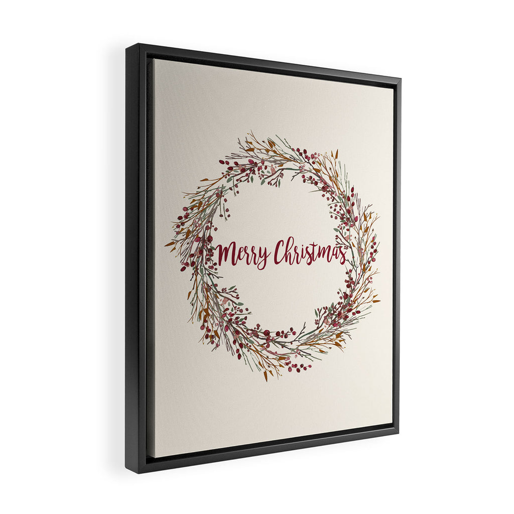 Merry Christmas Wreath Framed Canvas Print Gallery Image 2
