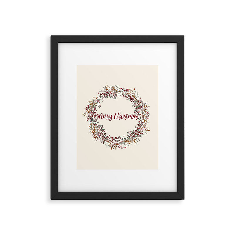 Merry Christmas Wreath Framed Art Print Gallery Image 6