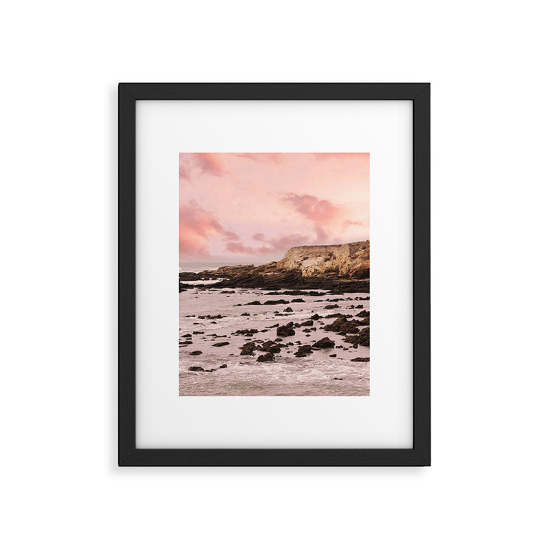 Sunset Beach Cliffs at Low Tide  Framed Art Print