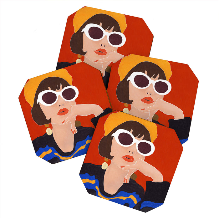 Colorful Woman Portrait Coaster Gallery Image 1