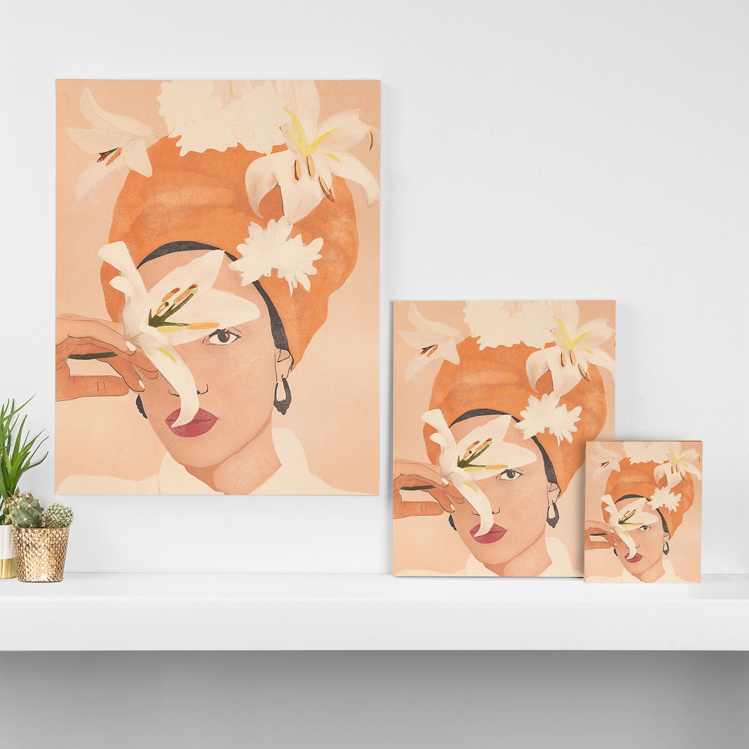 Girl with Flowers Illustration Canvas Print Gallery Image 3